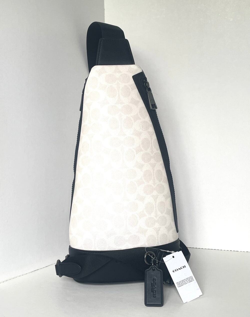 Coach Dominic Signature Canvas Sling Pack Chalk Black CY801